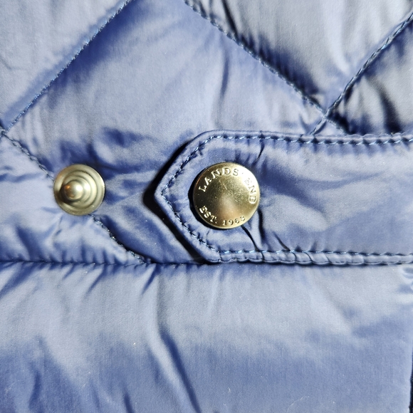 Lands End Elegant Blue Quilted Down  Puffer Jacket Small Winter - Picture 5 of 13